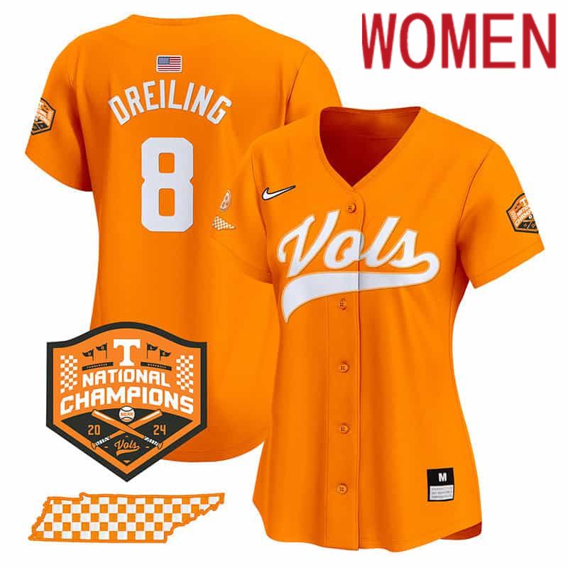 Women Tennessee Volunteers #8 Dreiling Orange 2024 Nike Champions Vapor Premier Limited NCAA Jersey->women nfl jersey->Women Jersey
